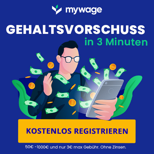 Klik hier voor de korting bij MyWage - Gehaltsvorschuss in 3 Minuten